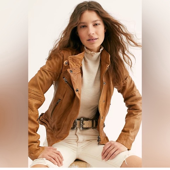 Free People bronze real lamb leather jacket Sz L NWOT - Picture 3 of 14